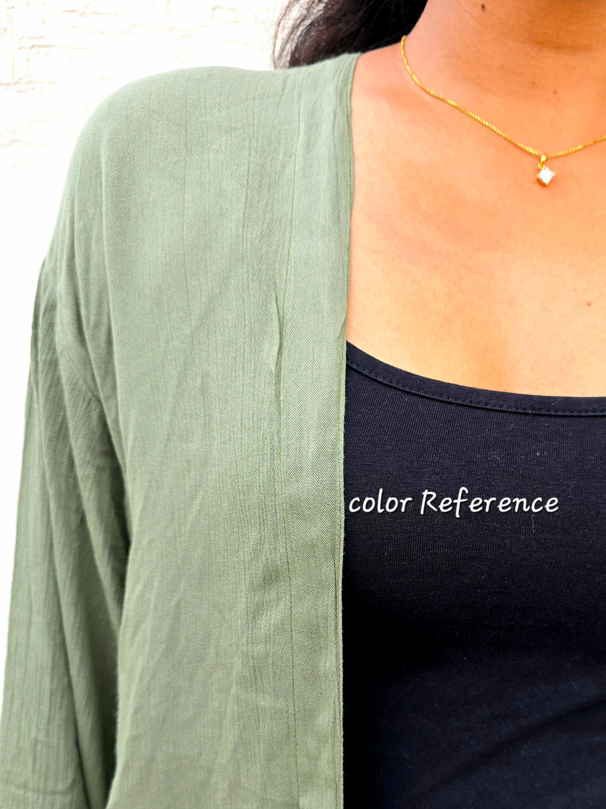 Classic Mid-Length Shrug – Khaki Green