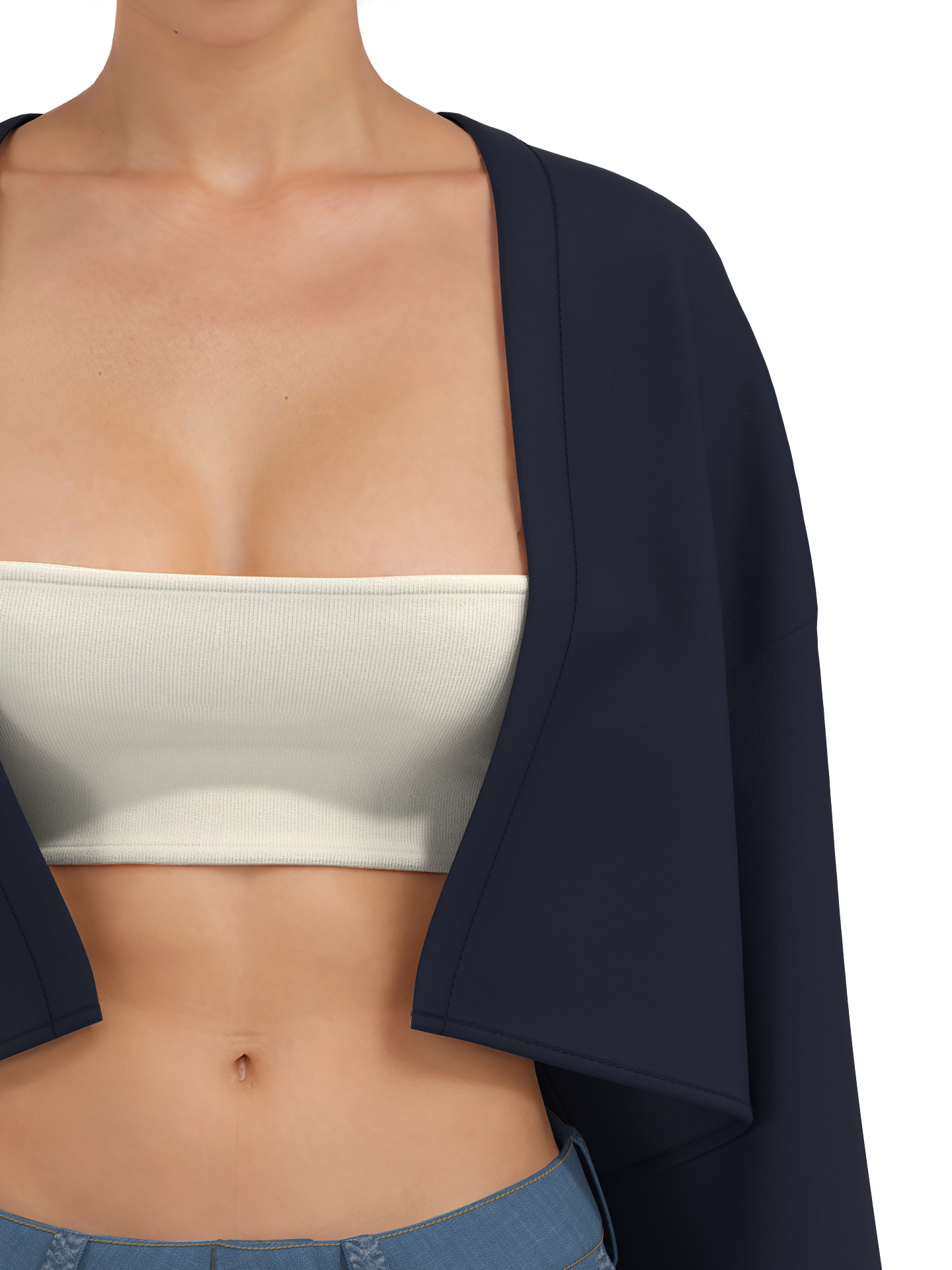 Classic Cropped Shrug – Navy Blue