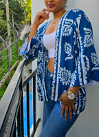 Classic Mid-Length Shrug – Printed Bell Sleeve Shrug