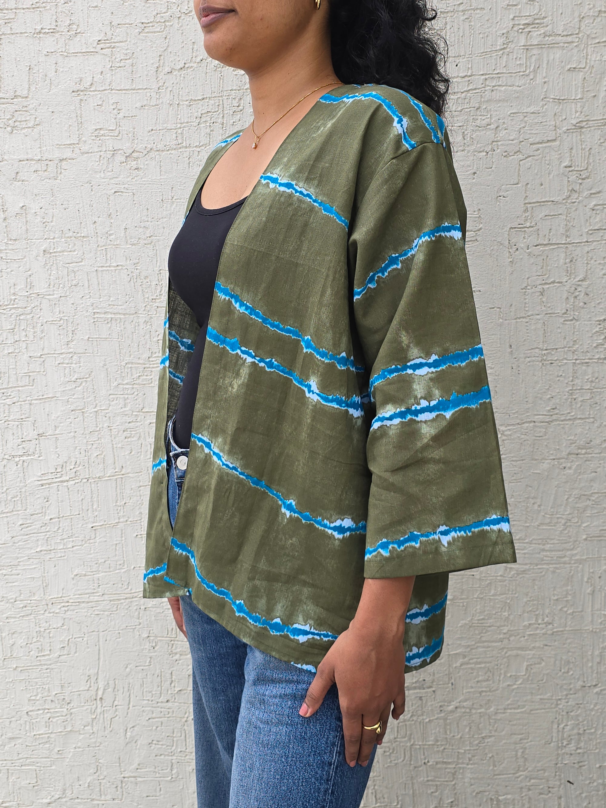 Olive Wave - Classic Mid-Length Shrug