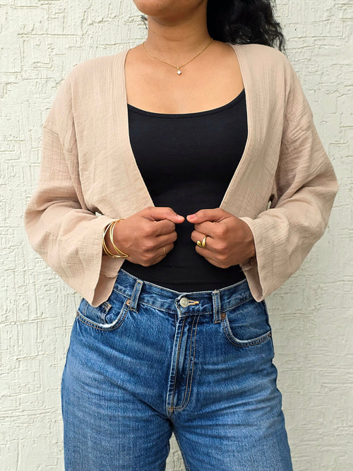 Biscuit Beige - Classic Crop Shrug