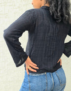 Drawstring Shrug – Black Checker Pattern