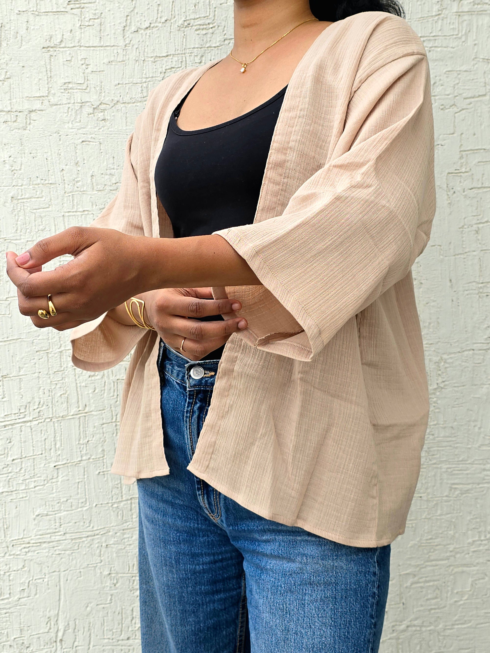 Biscuit Beige - Classic Mid-Length Shrug