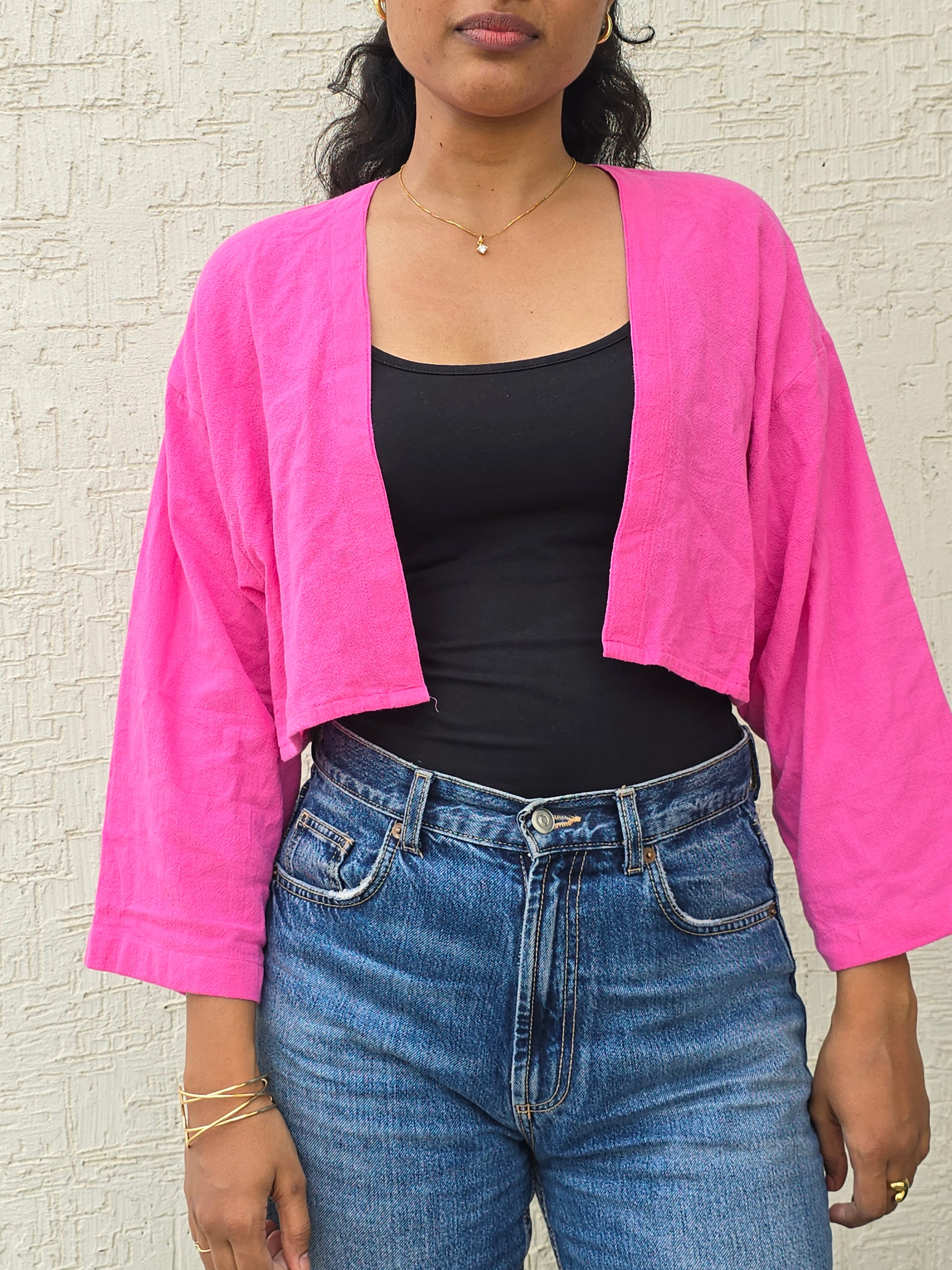Classic Cropped Shrug – Rani Pink