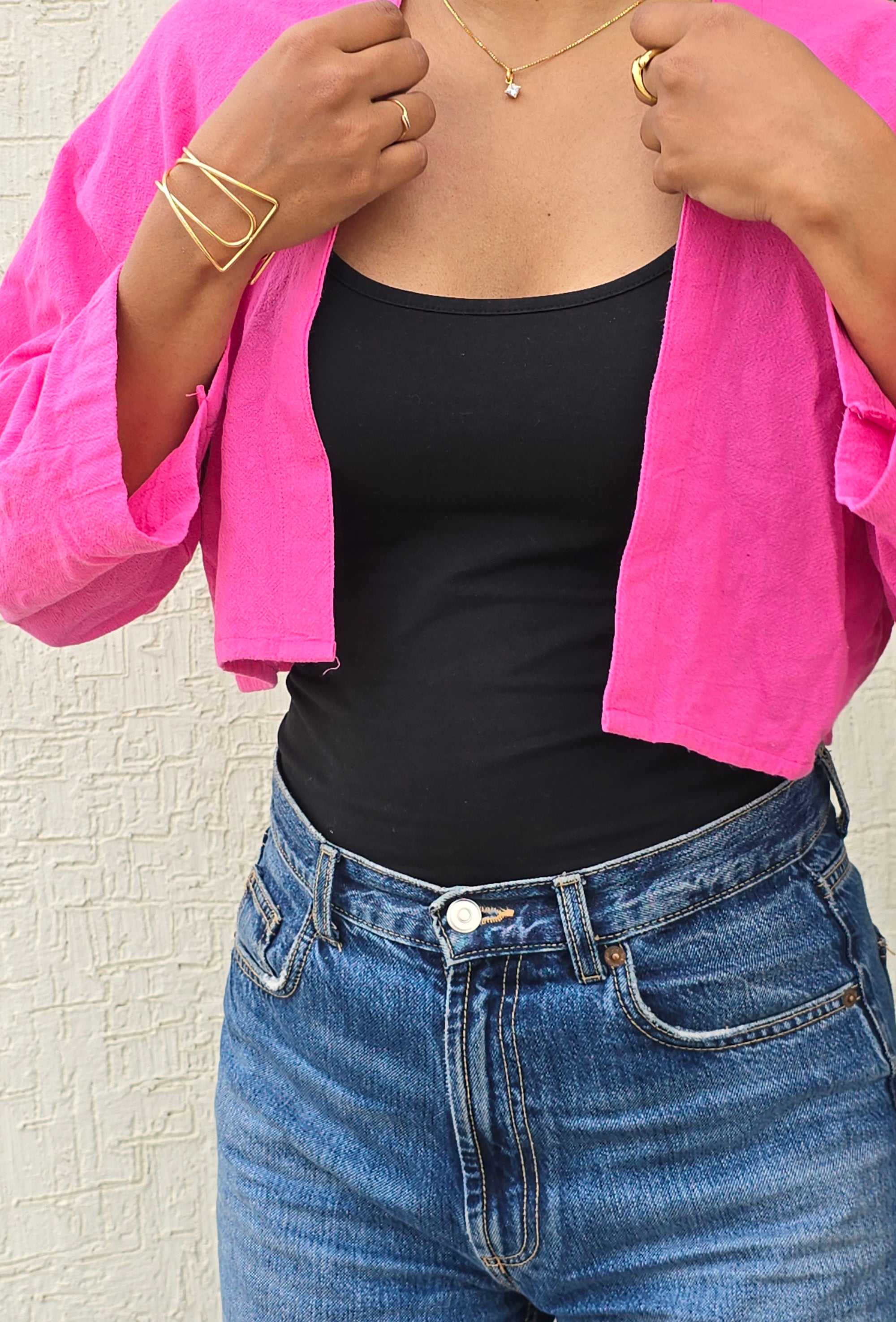 Classic Cropped Shrug – Rani Pink