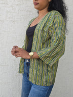 Classic Mid-Length Shrug – Green-blue Printed