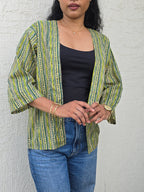 Classic Mid-Length Shrug – Green-blue Printed