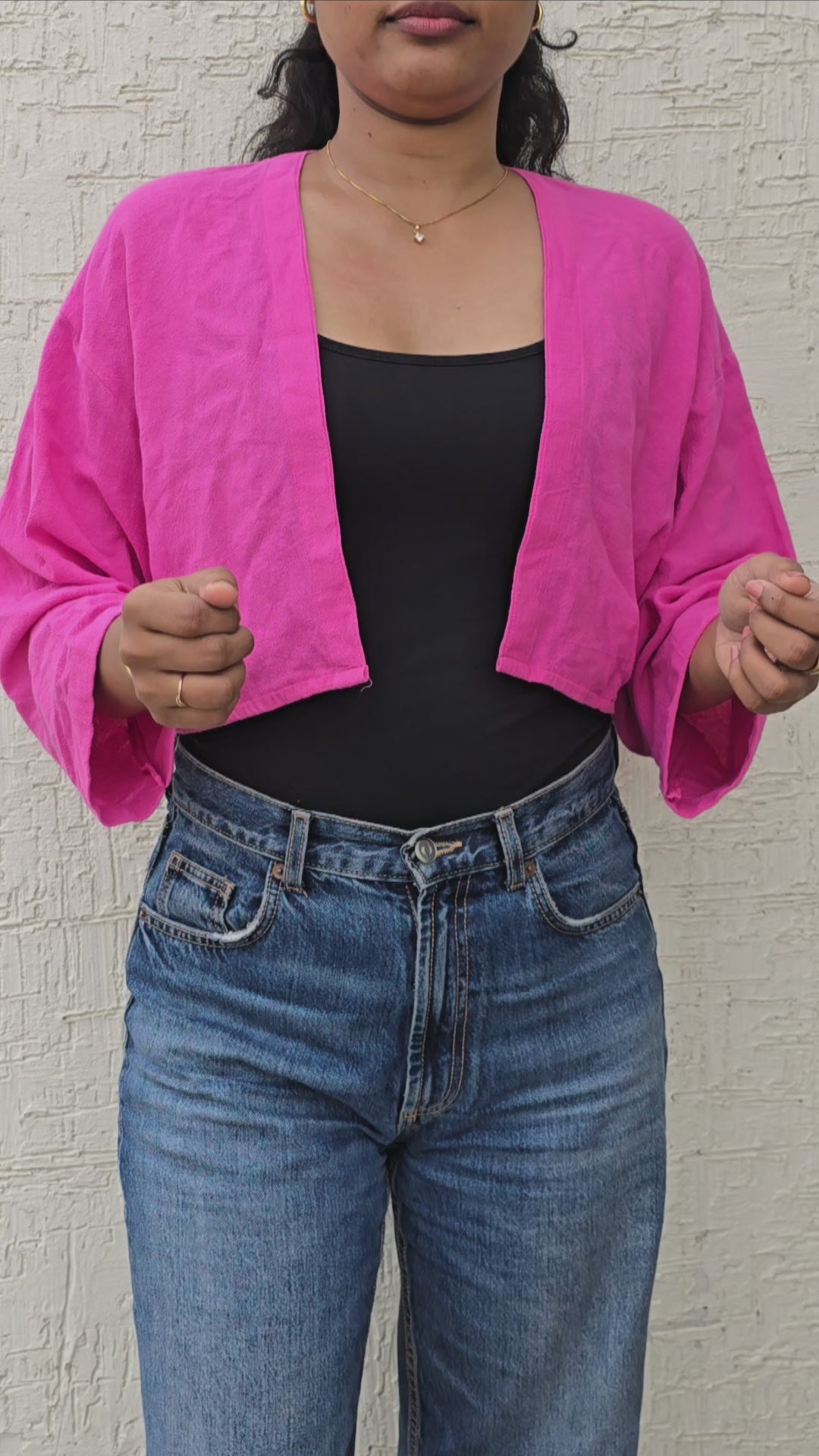 Classic Cropped Shrug – Rani Pink