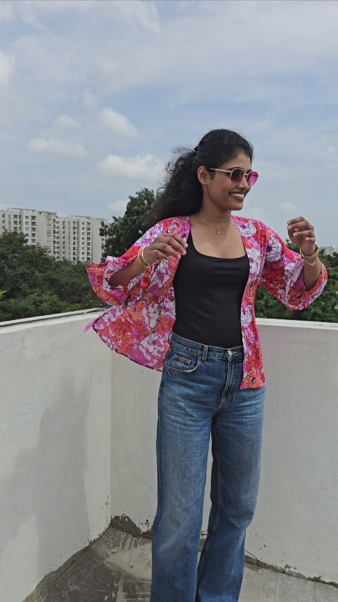 Classic Mid-length Shrug - The floral Print
