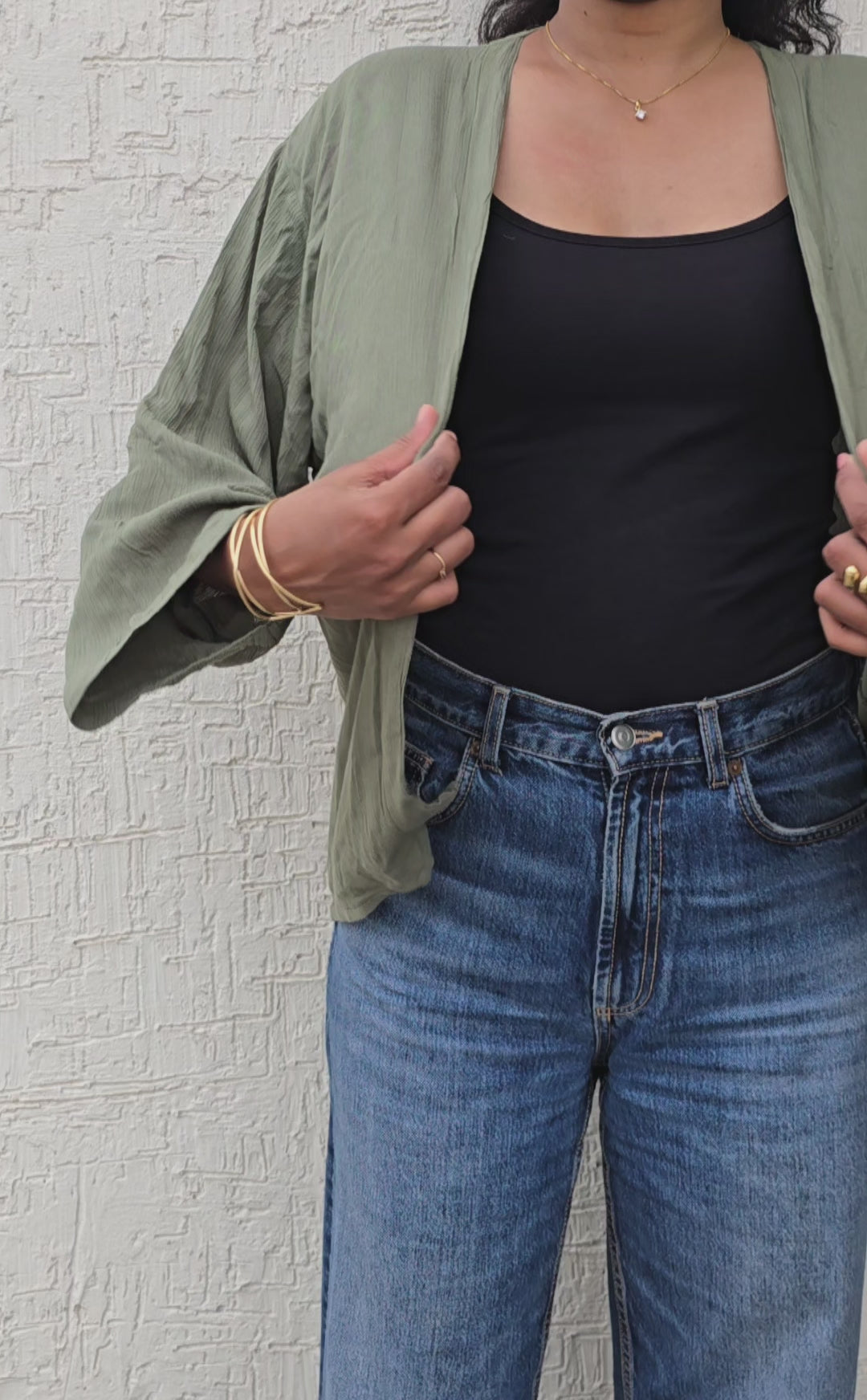 Classic Mid-Length Shrug – Khaki Green
